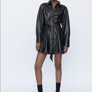 Zara black button-down leather dress US small